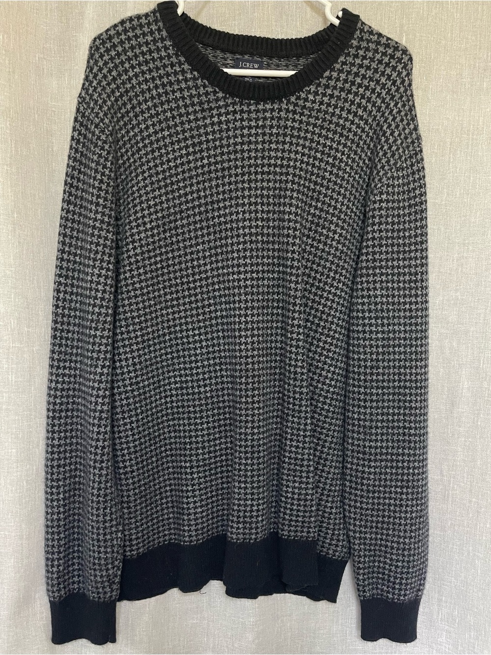 J Crew Wool Blend Houndstooth Sweater Size XL